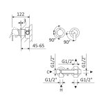 Bruma X-Alpha Bateria natryskowa podtynkowa 3-drożna Satin stainless steel 1861632IS