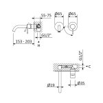   Bruma X-Alpha Bateria umywalkowa podtynkowa 200 mm Satin stainless steel 1860105IS W MAGAZYNIE !!!