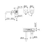   Bruma X-Alpha Bateria umywalkowa podtynkowa 150 mm satin Stainless steel 1868502IS W MAGAZYNIE !!!