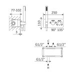 Bruma X-Alpha Bateria wannowo-natryskowa termostatyczna podtynkowa Satin stainless steel 1864401IS