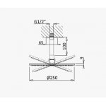 Bruma X-Alpha Głowica prysznicowa Ø 250 mm z ramieniem sufitowym 100 mm Satin stainless steel 1865320IS