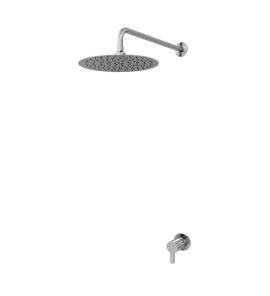 Bruma X-Alpha Zestaw natryskowy podtynkowy z deszczownicą ∅ 250 mm na ramieniu ściennym Satin stainless steel 1867601IS