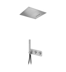 Bruma X-Alpha Zestaw natryskowy termostatyczny podtynkowy z deszczownicą 500x500 mm Satin stainless steel 1863814IS