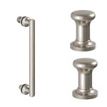 Burlington 1909 Guild Uchwyt na drzwi i dwa zwieńczenia drzwi do wnęki kabiny prysznicowej brushed nickel CQ1909HDFNL