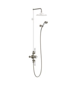 Burlington Avon Zestaw natryskowy ścienny termostatyczny bez drążka i deszczownicy brushed nickel AF3SBNKL