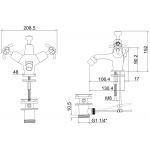 Burlington Bateria bidetowa z głowicą ceramiczną i korkiem automatycznym Chrom T15-QT