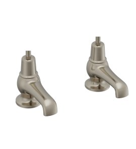 Burlington Bateria umywalkowa 2-otworowa z głowicą ceramiczną bez pokręteł Brushed Nickel T5_QTBNKL