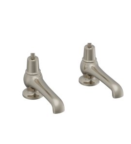 Burlington Bateria umywalkowa 2-otworowa z głowicą ceramiczną bez pokręteł Brushed Nickel T6_QTBNKL