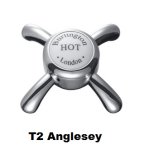 Burlington Bateria umywalkowa 2-otworowa z głowicą ceramiczną bez pokręteł Brushed Nickel T6_QTBNKL