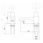 Burlington Bateria wannowa 2-otworowa z głowicą ceramiczną bez pokręteł Chrom T7_QT