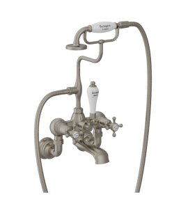 Burlington Bateria wannowo-natryskowa ze słuchawką i wężem Brushed Nickel T8_QTBNKL