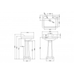Burlington Bespoke Umywalka ścienna 56x47 cm jednootworowa, Martinez B41THMART