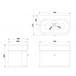  Burlington Chalfont Szafka pod umywalkę z szufladą 75x47 grey CH75G