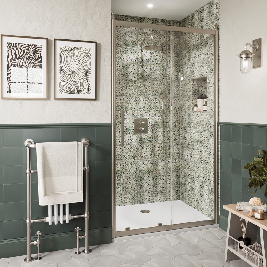 Burlington Classique Drzwi prysznicowe suwane 120x200 brushed nickel CQSLLC1200