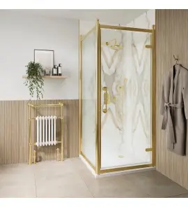 Burlington Classique Kabina prysznicowa 90x90x200 gold CQHDGC0900+CQSPGC0900