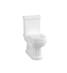       Burlington Riviera – Miska WC stojąca z kompaktową spłuczką i deską wolnoopadającą, 66x39,2 cm, biały | RIV10 + RIV11 + RIV025 |  W MAGAZYNIE