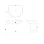 Burlington Riviera Umywalka ścienna 65x47 cm z dwoma otworami Biała RIV42TH