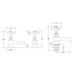 Burlington Stafford Bateria umywalkowa 2-otworowa z długą wylewką z pokrętłami Chrom STA12_QT