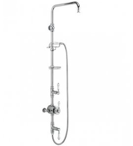 Burlington Stour Zestaw prysznicowy ścienny termostatyczny bez deszczownicy i mimośrodów chrom BF3S