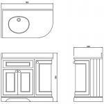 Burlington Szafka pod umywalkę 100x55 Lewa Matt White FC2W