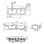 Burlington Umywalka podwójna 100x47 biały połysk CH1001SCW