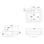 Burlington Umywalka półwpuszczana w blat 57,5x47,5 biała B122TH