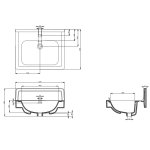 Burlington Umywalka ścienna 62x50,5 biały połysk B2UP1TH