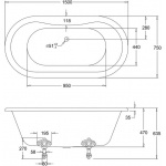 Burlington Windsor Wanna wolnostojąca 150x75 bez nóżek biała E4