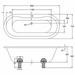   Burlington Windsor Wanna wolnostojąca 170x75 cm biała z odpływem i nogami czarnymi E3+L3B+1610008NS WYPRZEDAŻ EKSPOZYCJI!!