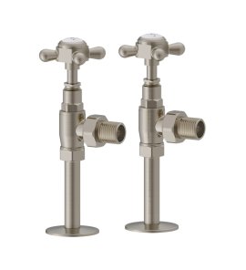 Burlington Zawory kątowe grzejnikowe Brushed Nickel/Biały R6BNKL