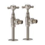 Burlington Zawory kątowe grzejnikowe Brushed Nickel/Biały R6BNKL