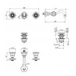 Carlo Frattini Elizabeth Chic Bateria umywalkowa podtynkowa wylewka 200 mm z korkiem automatycznym Chrom F5081L/5CCR