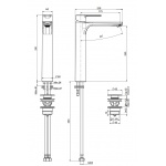 Carlo Frattini Mast Bateria umywalkowa jednootworowa wysoka z korkiem Chrom F3131/HCR.ES