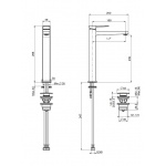 Carlo Frattini Next Bateria umywalkowa jednouchwytowa wysoka z korkiem Chrom F3941/HNCR