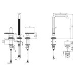 Carlo Frattini Park Line Bateria umywalkowa z korkiem klik klak chrom F1311CR