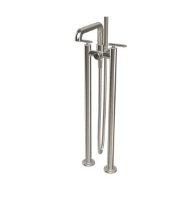 Carlo Frattini Park Line Bateria wannowa wolnostojąca podtynkowa ze słuchawką i wężem element zewnętrzny brushed nickel F1304/4SN