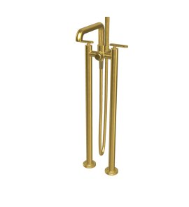 Carlo Frattini Park Line Bateria wannowa wolnostojąca podtynkowa ze słuchawką i wężem element zewnętrzny brushed gold F1304/4OS