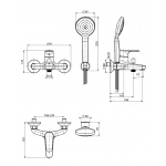 Carlo Frattini Serie 22 Bateria wannowa z zestawem natryskowym Chrom F3834CR