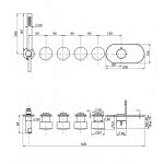 Carlo Frattini So Bateria natryskowa podtynkowa z 4 odpływami Chrom F3178X4CR