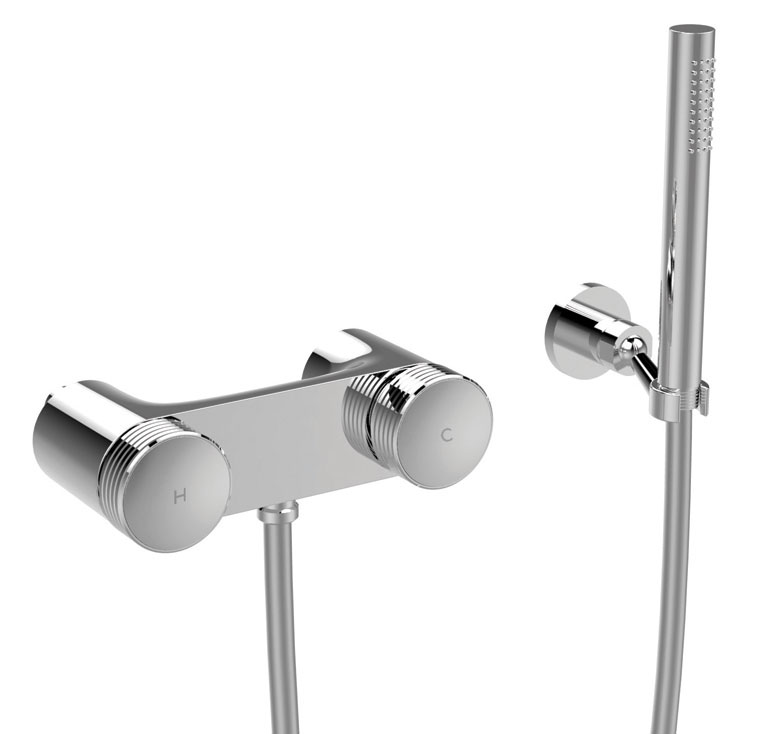 Carlo Frattini Texture Collection Bateria natryskowa z zestawem natryskowym Chrom F5605VCR