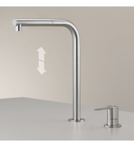 CEA Innovo Bateria kuchenna 2-otworowa z obrotową góra-dół i wyciąganą wylewką Satin Stainless Steel INV85S