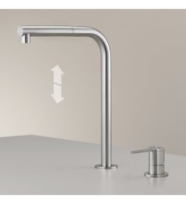 CEA Innovo Bateria kuchenna 2-otworowa z obrotową góra-dół i wyciąganą wylewką Satin Stainless Steel INV85S