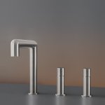 CEA Cartesio Bateria umywalkowa 3-otworowa z obrotową wylewką H22 cm Satin Stainless Steel CAR92S