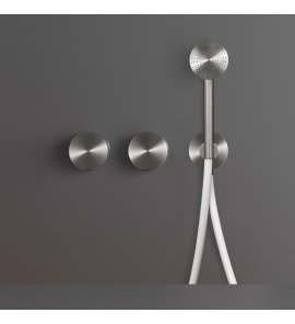 CEA Giotto Plus Bateria wannowa/prysznicowa ścienna z słuchawką i wężem element zewnętrzny Satin Stainless Steel/White GIO93SW