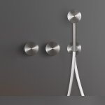 CEA Giotto Plus Bateria wannowa/prysznicowa ścienna z słuchawką i wężem element zewnętrzny Satin Stainless Steel/White GIO93SW