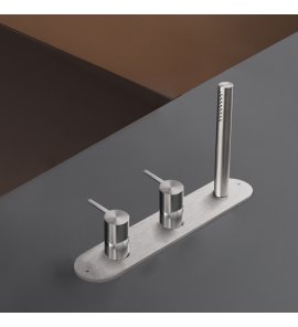 CEA Innovo Bateria wannowa 3-otworowa na brzeg wanny ze słuchawką prysznicową element zewnętrzny Satin Stainless Steel INV55S