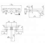 CEA Lutezia Bateria umywalkowa ścienna z wylewką 22 cm element zewnętrzny Satin Stainless Steel LTZ03S
