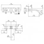 CEA Lutezia Bateria umywalkowa ścienna z wylewką 22 cm element zewnętrzny Bronze Satin LTZ03ZS