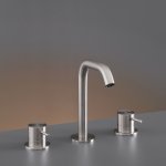 CEA Milo360 Bateria umywalkowa 3-otworowa z obrotową wylewką H19,5 cm Satin Stainless Steel MIL78S