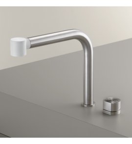 CEA Neutra Bateria kuchenna podokienna 2-otworowa z obrotową i wyciąganą wylewką Satin Stainless Steel NEU55S